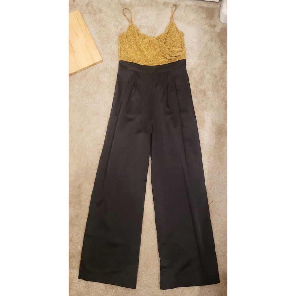 Shabby Chic New NWT Black & Golden Shimmer Top Jumpsuit Women Size 12